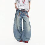 6163079647618,6163079647619,6163079647620,6163079647621,6163079647622, Retro Washed Loose Wide-Leg Jeans Pants