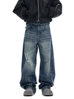 Retro Washed Ripped Baggy Wide-Leg Jeans 1