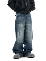 Retro Washed Ripped Baggy Wide-Leg Jeans 3