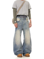 Retro Washed Ultra Wide Leg Jeans Pants 3