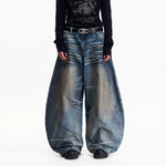 6110448694202,6110448694203,6110448694204,6110448694205,6110448694206, Retro Washed Ultra Wide Leg Jeans Pants