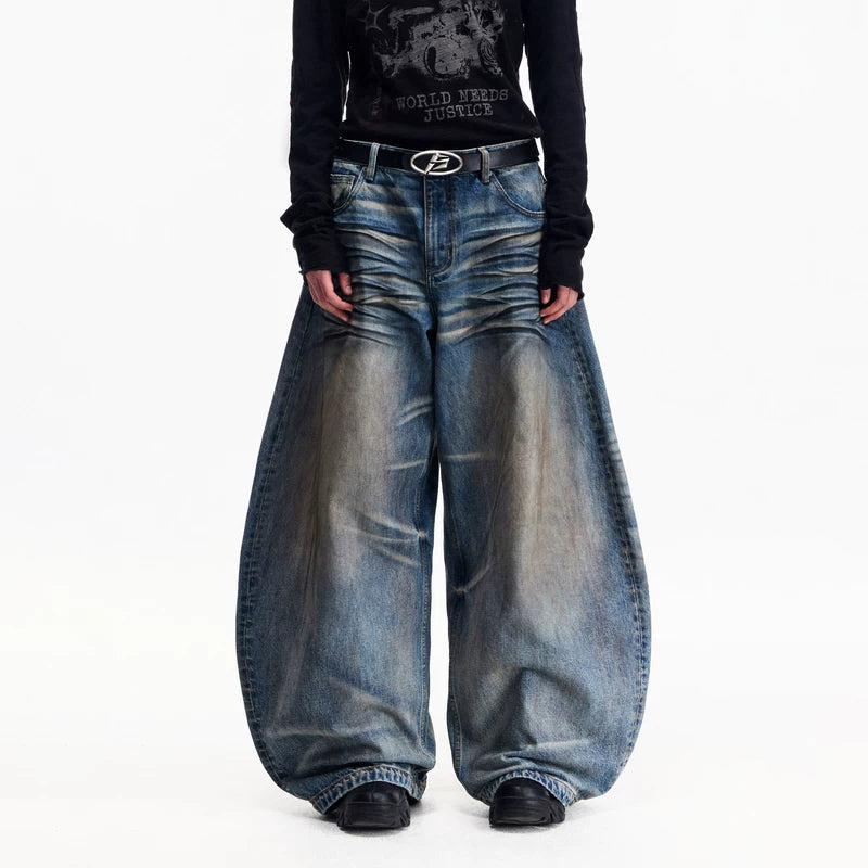 6110448694202,6110448694203,6110448694204,6110448694205,6110448694206, Retro Washed Ultra Wide Leg Jeans Pants