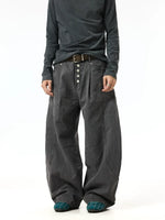 Retro Washed Wide-Leg Button Fly Jeans 3