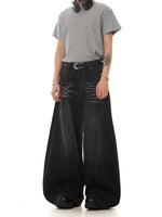 Retro Washed Wide-Leg Curved Denim Pants 2