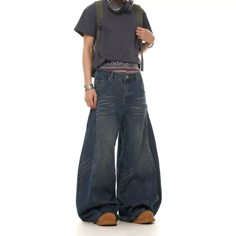 5927789279938,5927789279939,5927789279940,5927789279941,5927789279942, Retro Washed Wide-Leg Curved Denim Pants