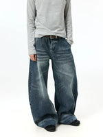 Retro Washed Wide-Leg Denim Jeans Pants 1