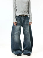 Retro Washed Wide-Leg Denim Jeans Pants 2