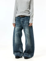 Retro Washed Wide-Leg Denim Jeans Pants 4