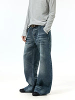 Retro Washed Wide-Leg Denim Jeans Pants 5