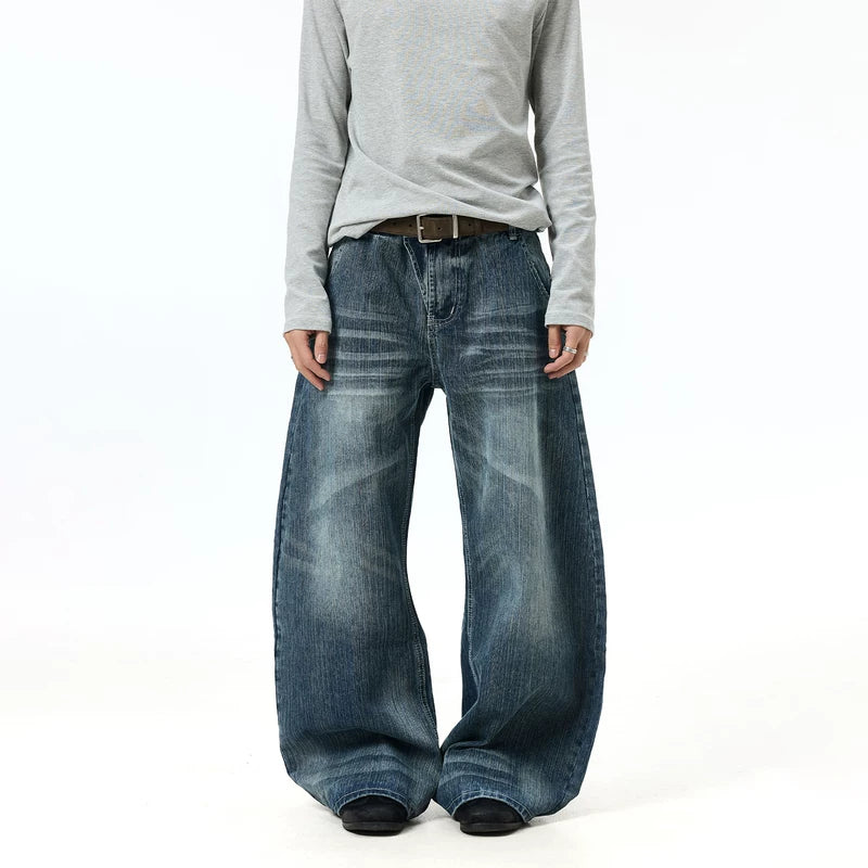 6169680559758,6169680559759,6169680559760,6169680559761,6169680559762, Retro Washed Wide-Leg Denim Jeans Pants