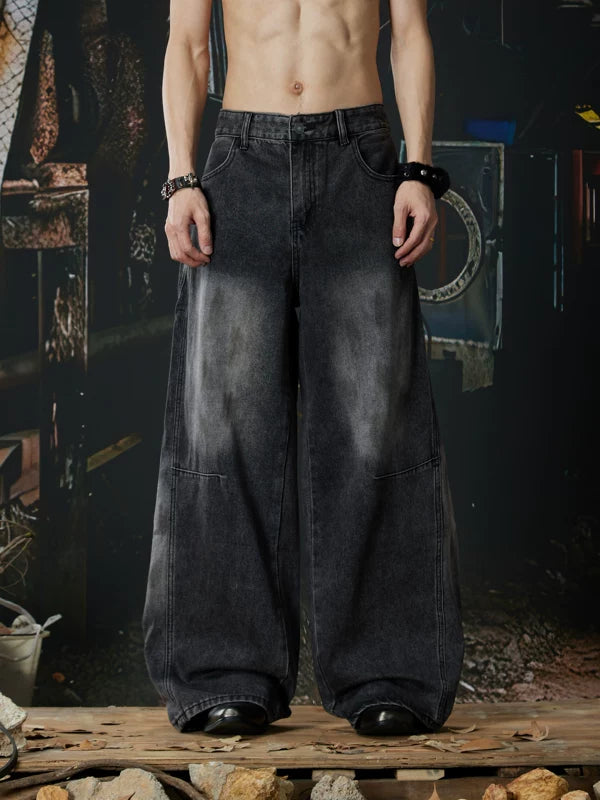 Retro Washed Wide Leg Denim Pants 1