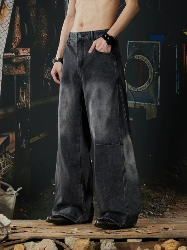 Retro Washed Wide Leg Denim Pants 2