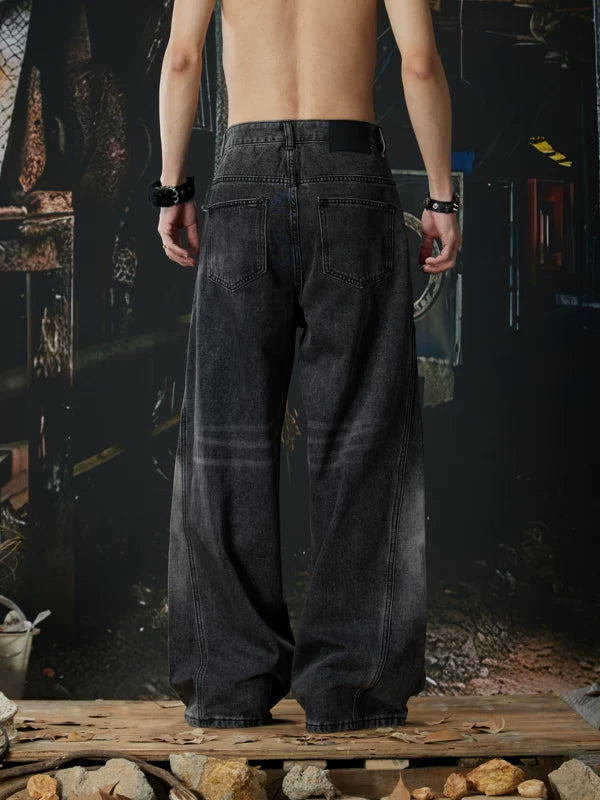 Retro Washed Wide Leg Denim Pants 3