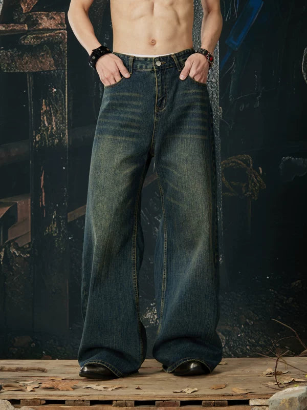 Retro Washed Wide Leg Jeans Pants 1