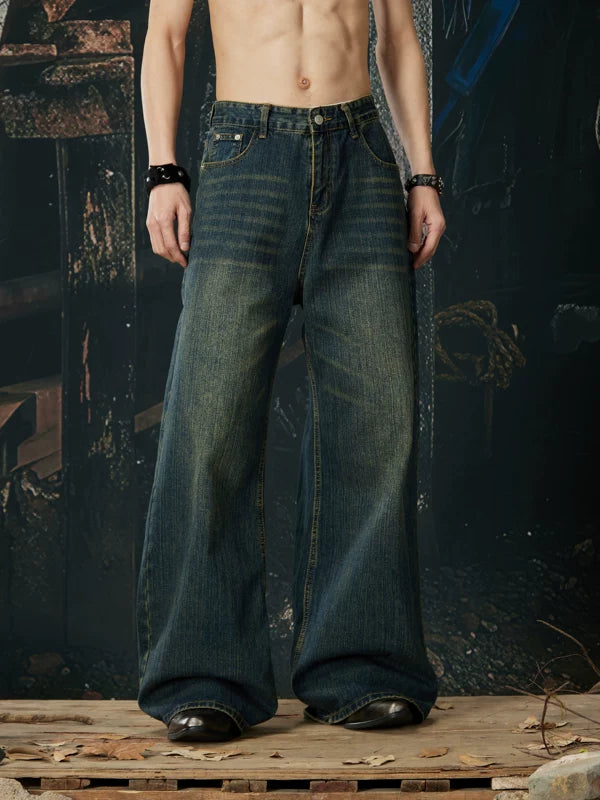 Retro Washed Wide Leg Jeans Pants 3