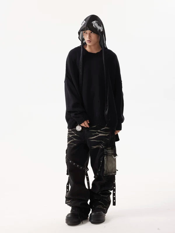 Retro Wave Multi-Pocket Cargo Jeans Pants 5