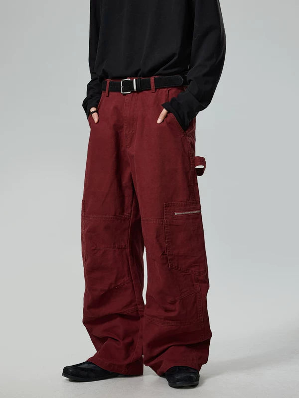 Retro Wide-Leg Cargo Workwear Pants 2