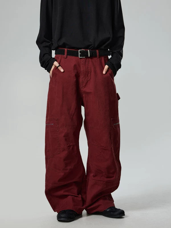 Retro Wide-Leg Cargo Workwear Pants 3