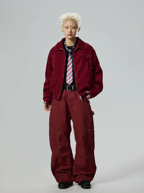 Retro Wide-Leg Cargo Workwear Pants 4