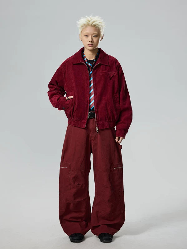 Retro Wide-Leg Cargo Workwear Pants 5