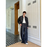 Retro Wide-Leg Denim Suit with Belt 2