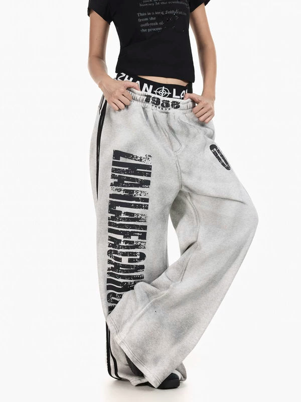 Retro Wide Leg Fleece-Lined Sweatpants 3