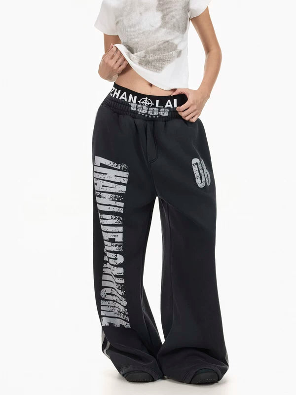 Retro Wide Leg Fleece-Lined Sweatpants 4