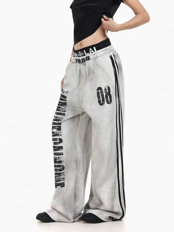Retro Wide Leg Fleece-Lined Sweatpants 5
