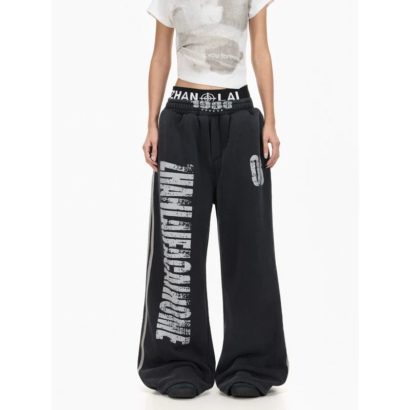5963816237351,5963816237352,5963816237353,5963816237354, Retro Wide Leg Fleece-Lined Sweatpants