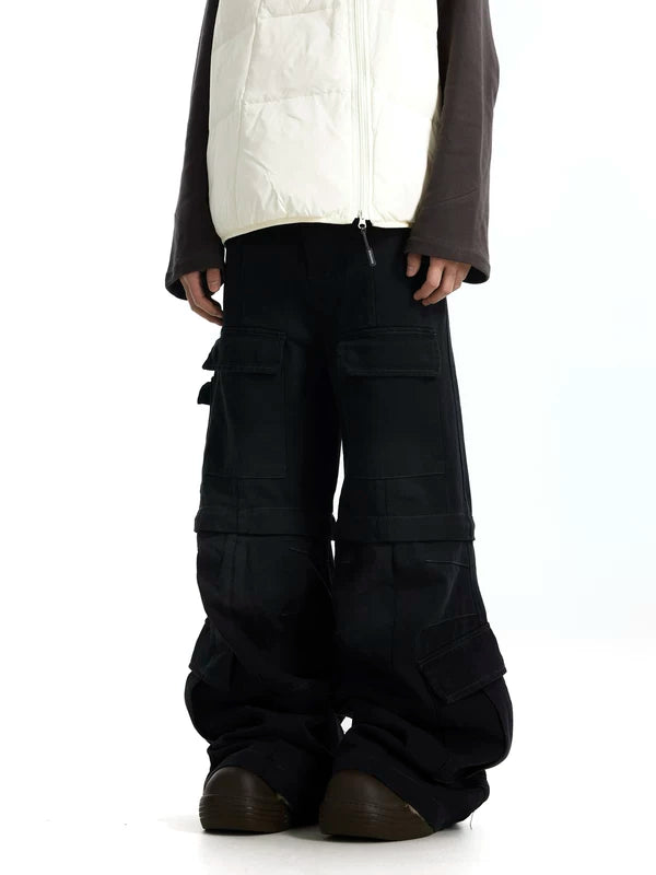 Retro Wide-Leg Multi-Pocket Cargo Pants 1
