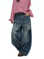 Retro Wide-Leg Patchwork Baggy Jeans Pants 5