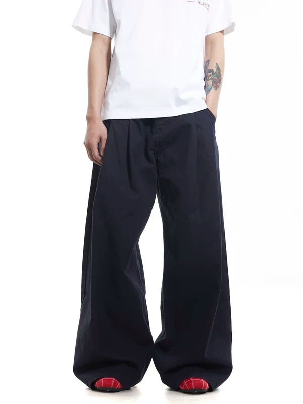 Retro Wide-Leg Pleated Cargo Pants 1