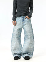 Retro Wide-Leg Rhinestone Splatter Jeans Pants 2