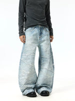Retro Wide-Leg Rhinestone Splatter Jeans Pants 3
