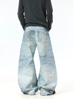 Retro Wide-Leg Rhinestone Splatter Jeans Pants 4