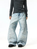 Retro Wide-Leg Rhinestone Splatter Jeans Pants 5