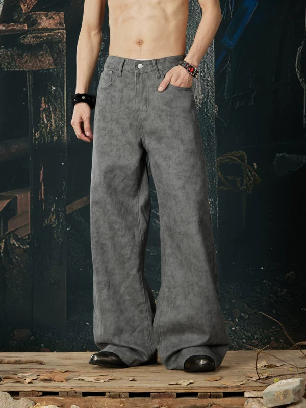Retro Wide-Leg Tie-Dye Casual Jeans Pants 1