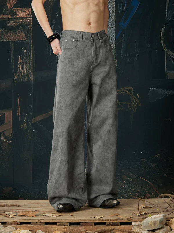 Retro Wide-Leg Tie-Dye Casual Jeans Pants 4