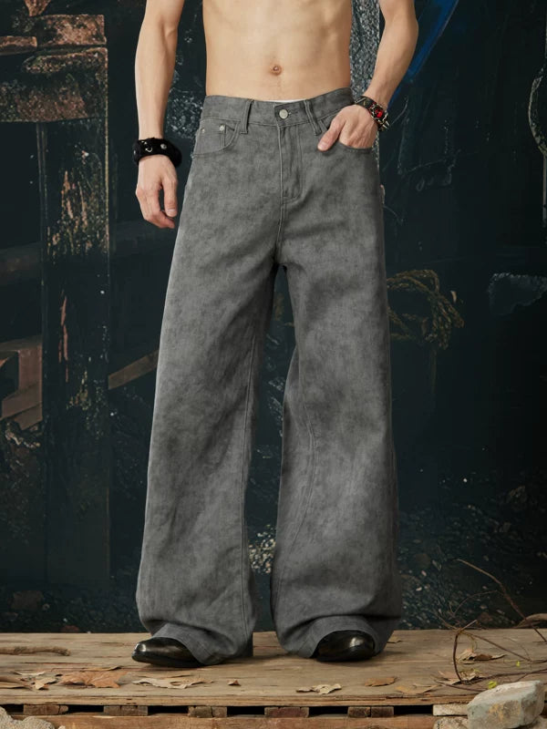 Retro Wide-Leg Tie-Dye Casual Jeans Pants 5