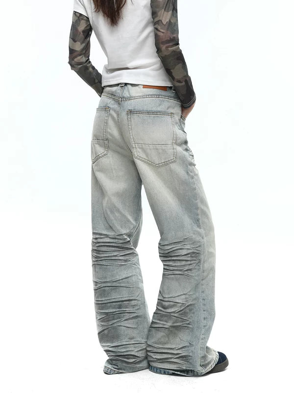 Retro Wide-Leg Whiskered Flare Jeans Pants 3