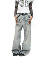 Retro Wide-Leg Whiskered Flare Jeans Pants 4