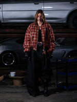 Reversible Distressed Plaid Cotton Bomber Jacket 4
