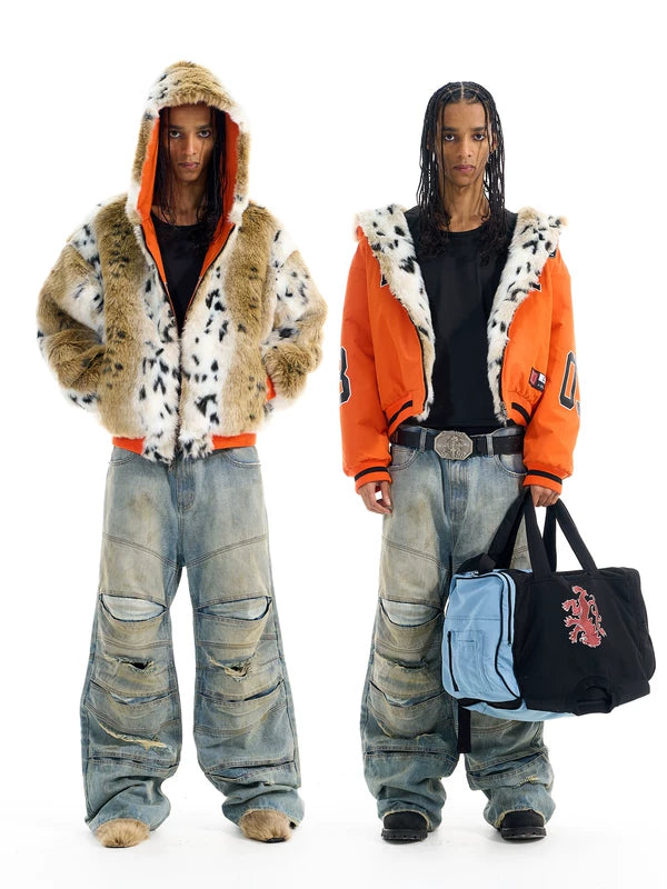 Reversible Fleece Leopard Print Sports Jacket 1