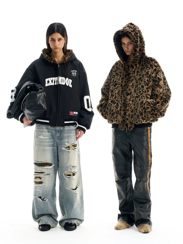 Reversible Fleece Leopard Print Sports Jacket 2