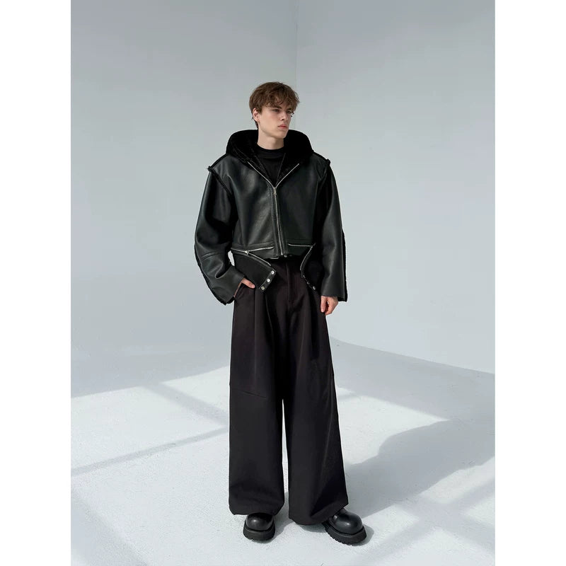 Reversible Fleece-Lined Hooded Leather Jacket 2