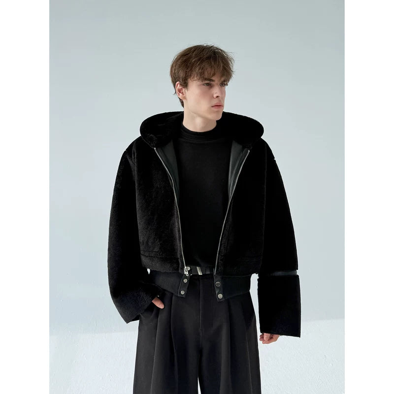 Reversible Fleece-Lined Hooded Leather Jacket 4