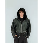 Reversible Fleece-Lined Hooded Leather Jacket 5