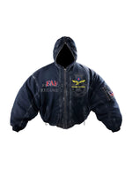 Reversible Hooded Bomber Jacket with Fur Trim 2