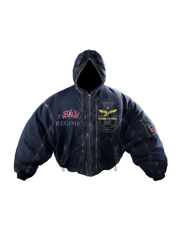 Reversible Hooded Bomber Jacket with Fur Trim 2