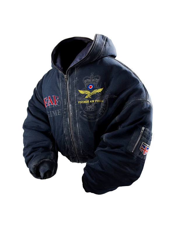 Reversible Hooded Bomber Jacket with Fur Trim 4